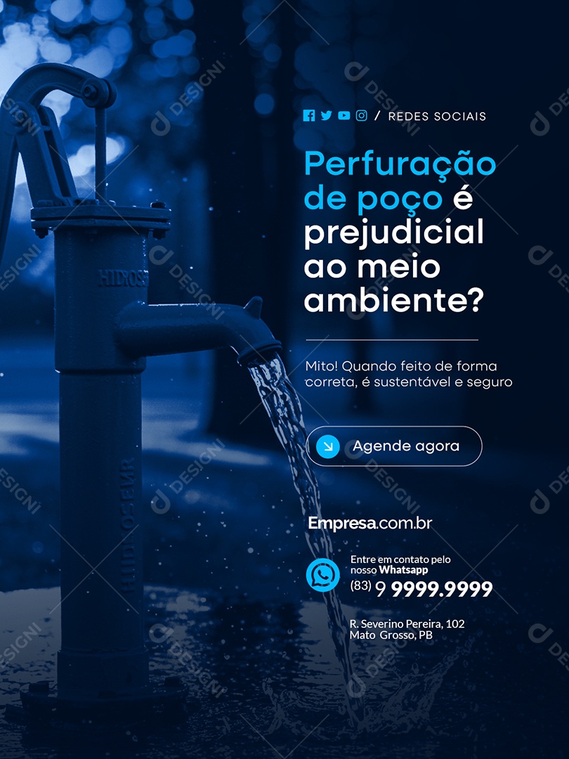 Poço Artesiano Perfuração Social Media PSD Editável