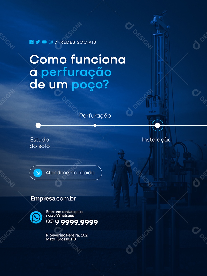 Poço Artesiano Perfuração Social Media PSD Editável