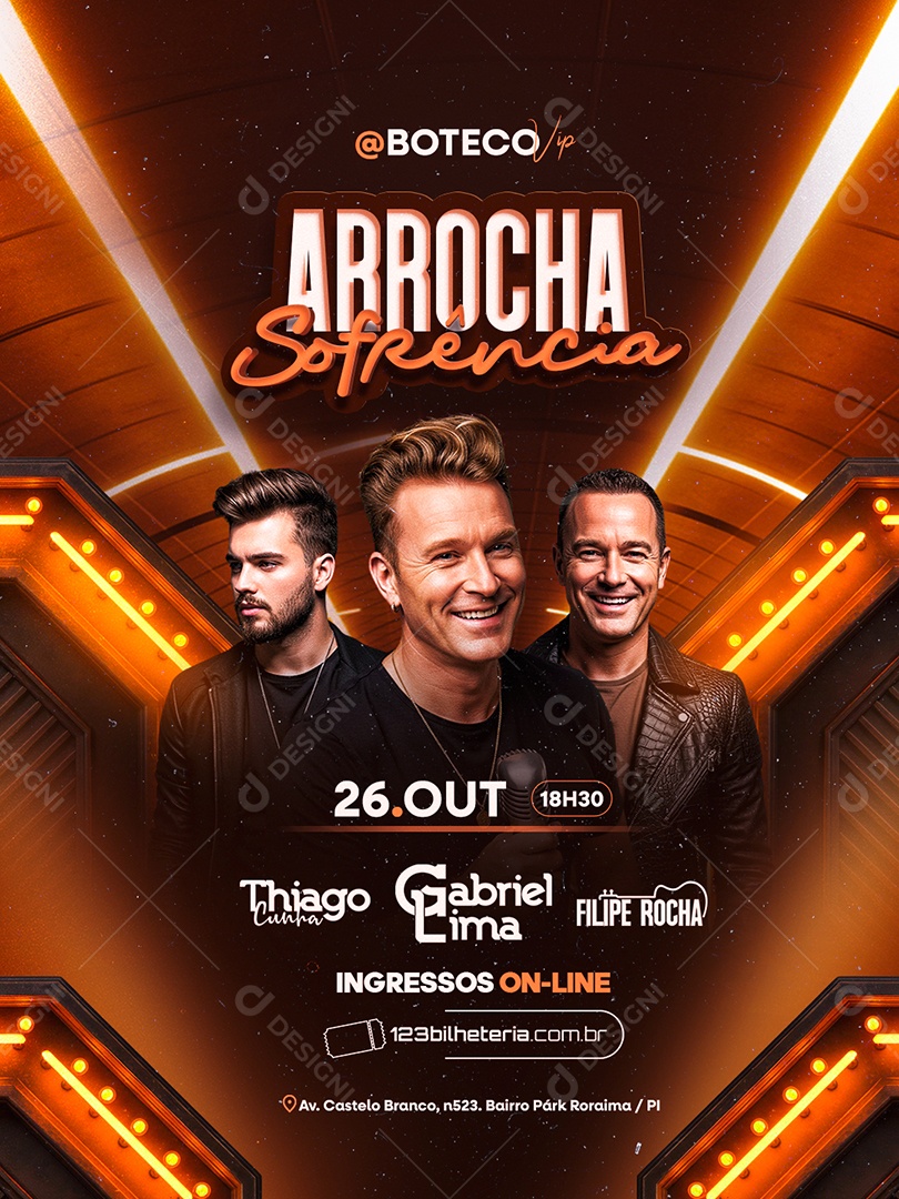 Flyer Arrocha Sofrência Boteco Vip Social Media PSD Editável