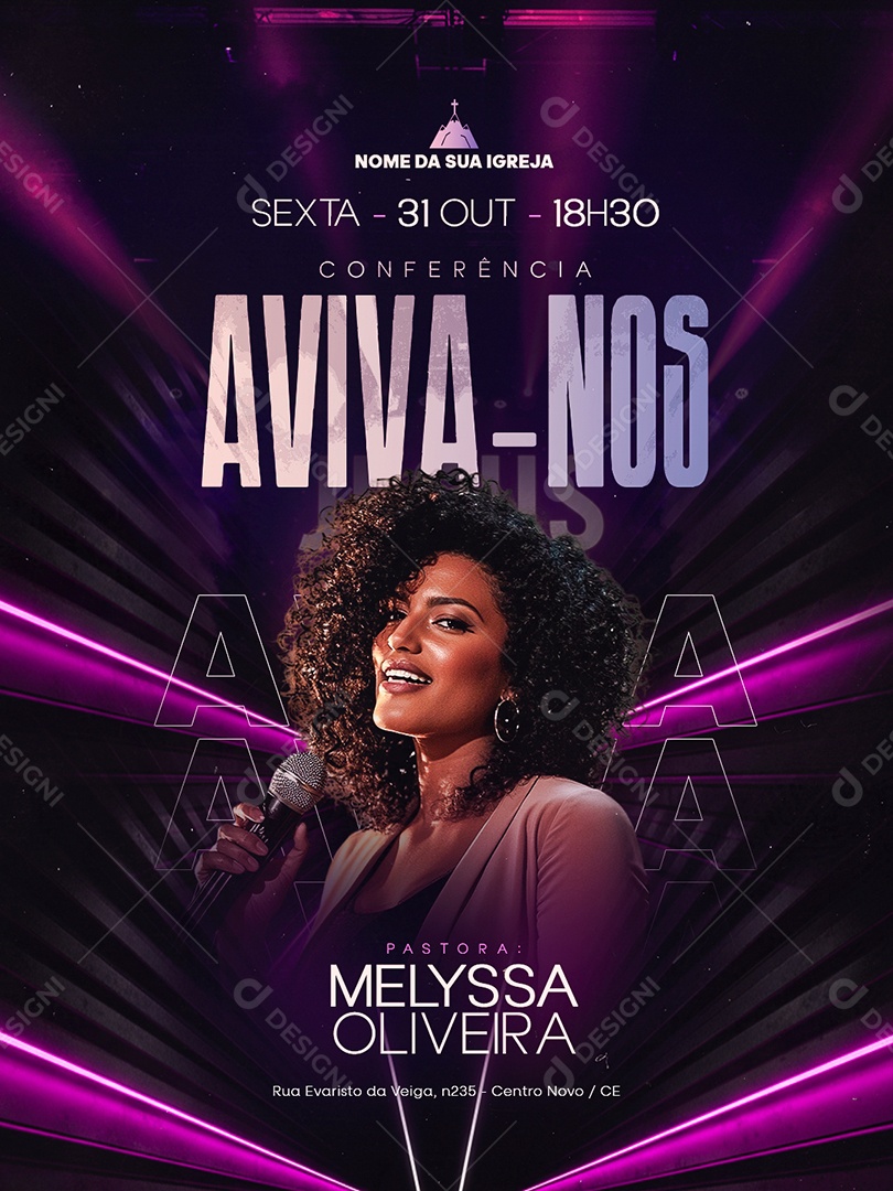 Flyer Gospel Conferencia Aviva nos Social Media PSD Editável