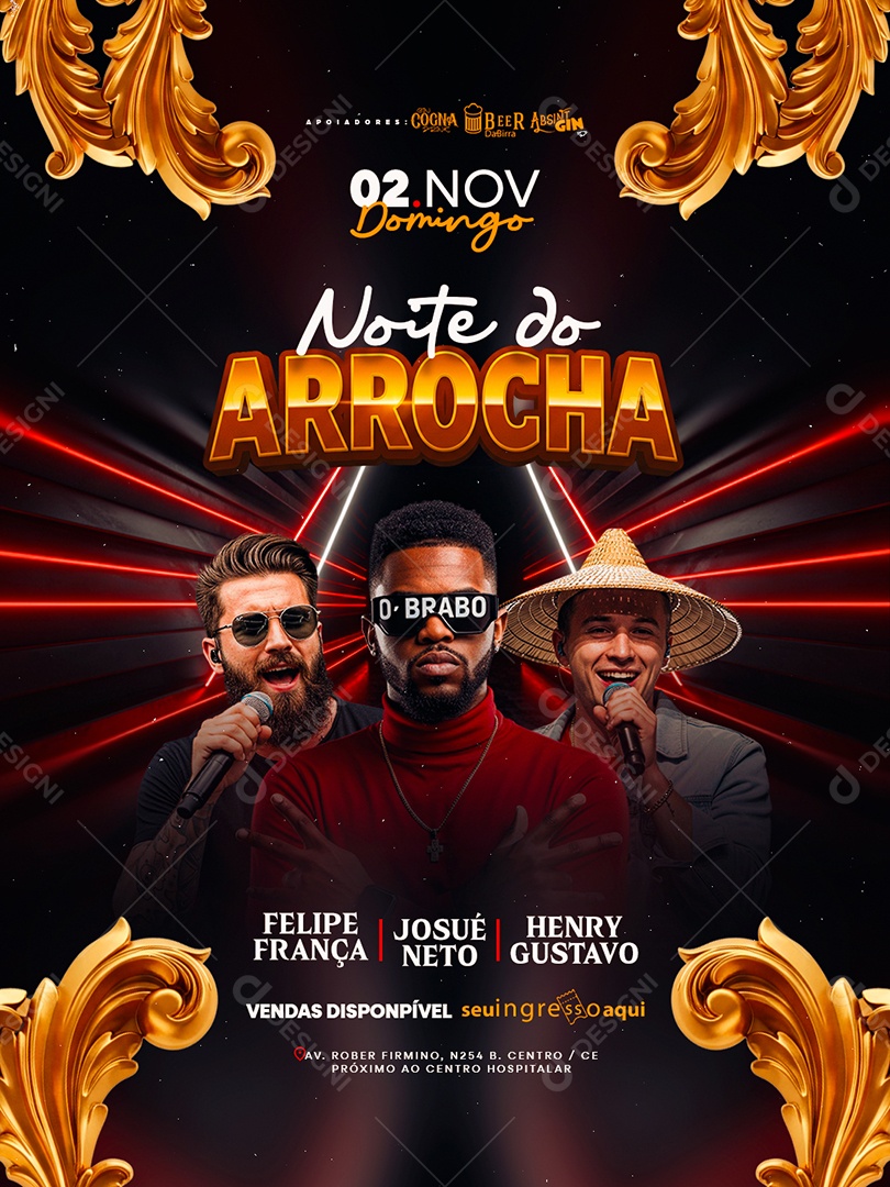 Flyer Noite do Arrocha Social Media PSD Editável