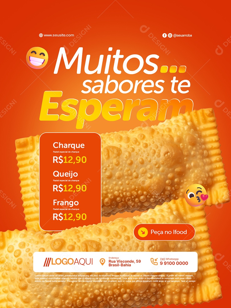 Pastelaria Muitos Sabores te Esperam Social Media PSD Editável