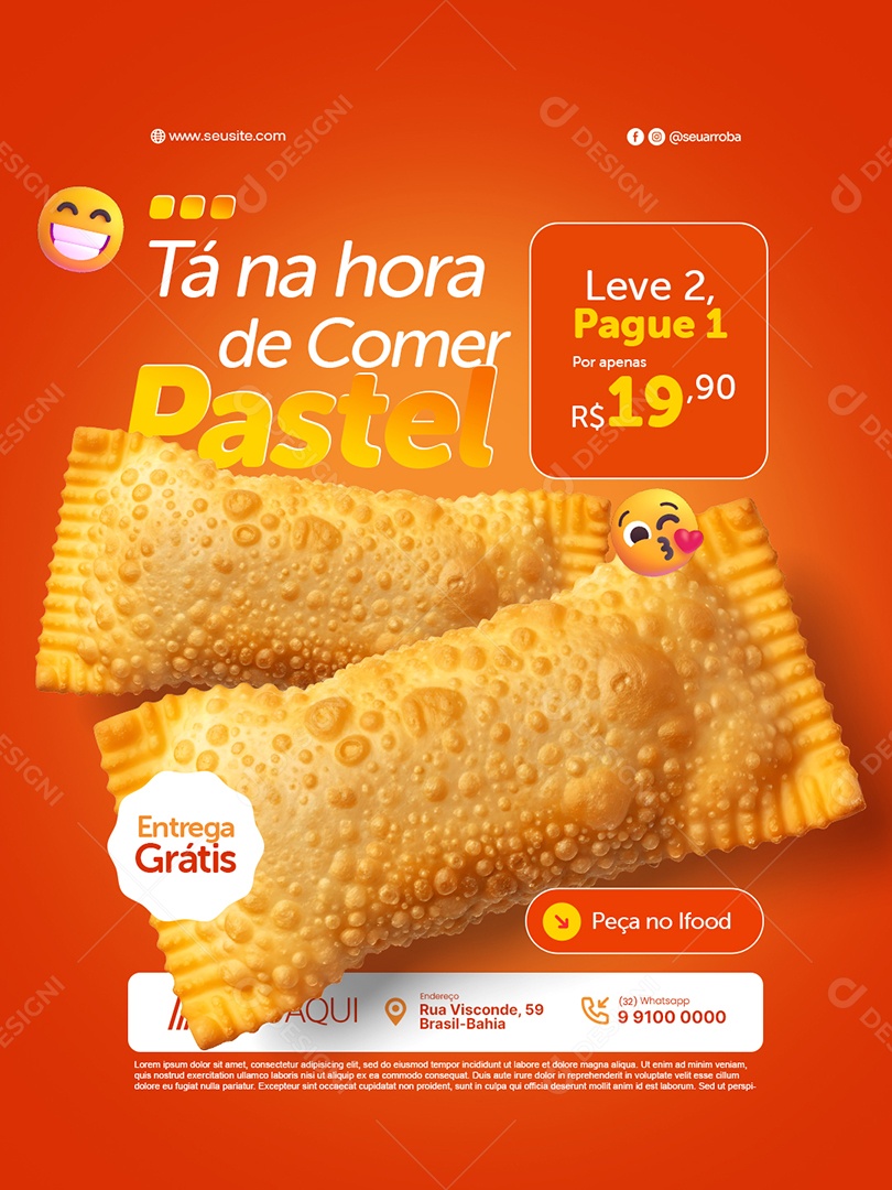 Pastelaria Táa na Hora de Comer Pastel Social Media PSD Editável