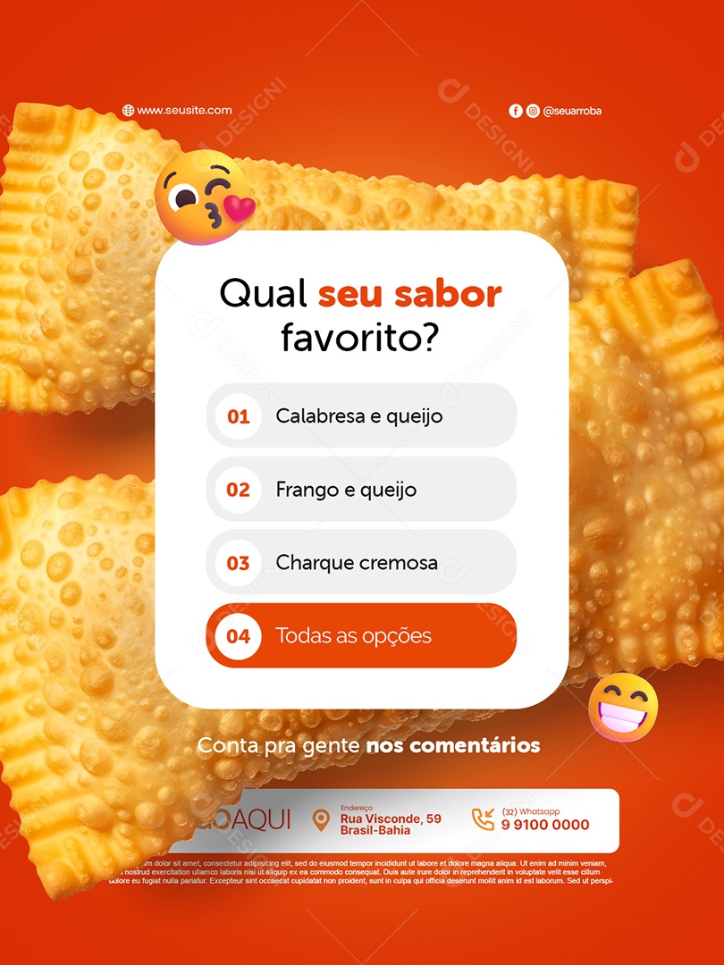 Pastelaria Qual seu Sabor Favorito Social Media PSD Editável