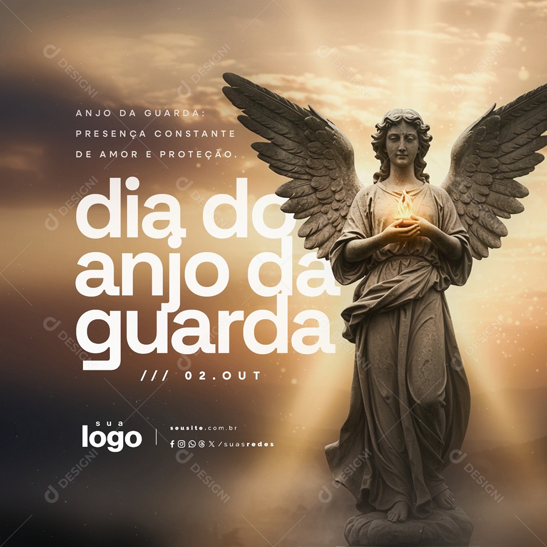 Dia Do Anjo da Guarda 02 de Outubro Social Media PSD Editável