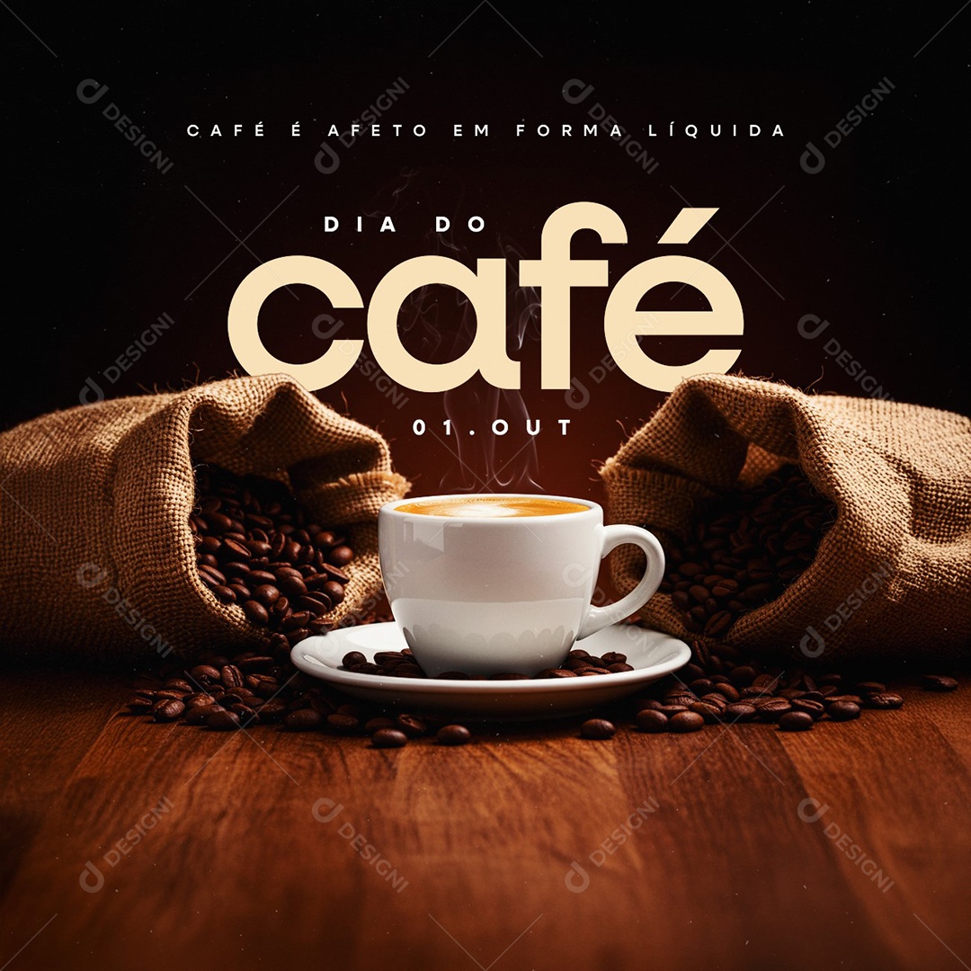 Dia do Café 1 de Outubro Social Media PSD Editável