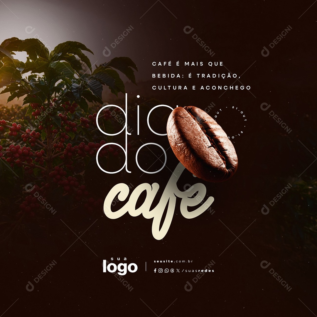 Dia do Café 1 de Outubro Social Media PSD Editável