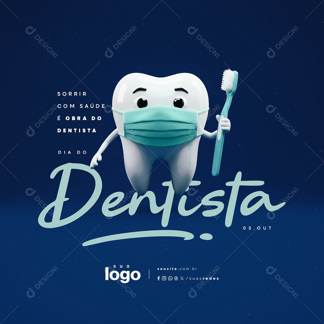 Dia Mundial do Dentista 3 de Outubro Social Media PSD Editável