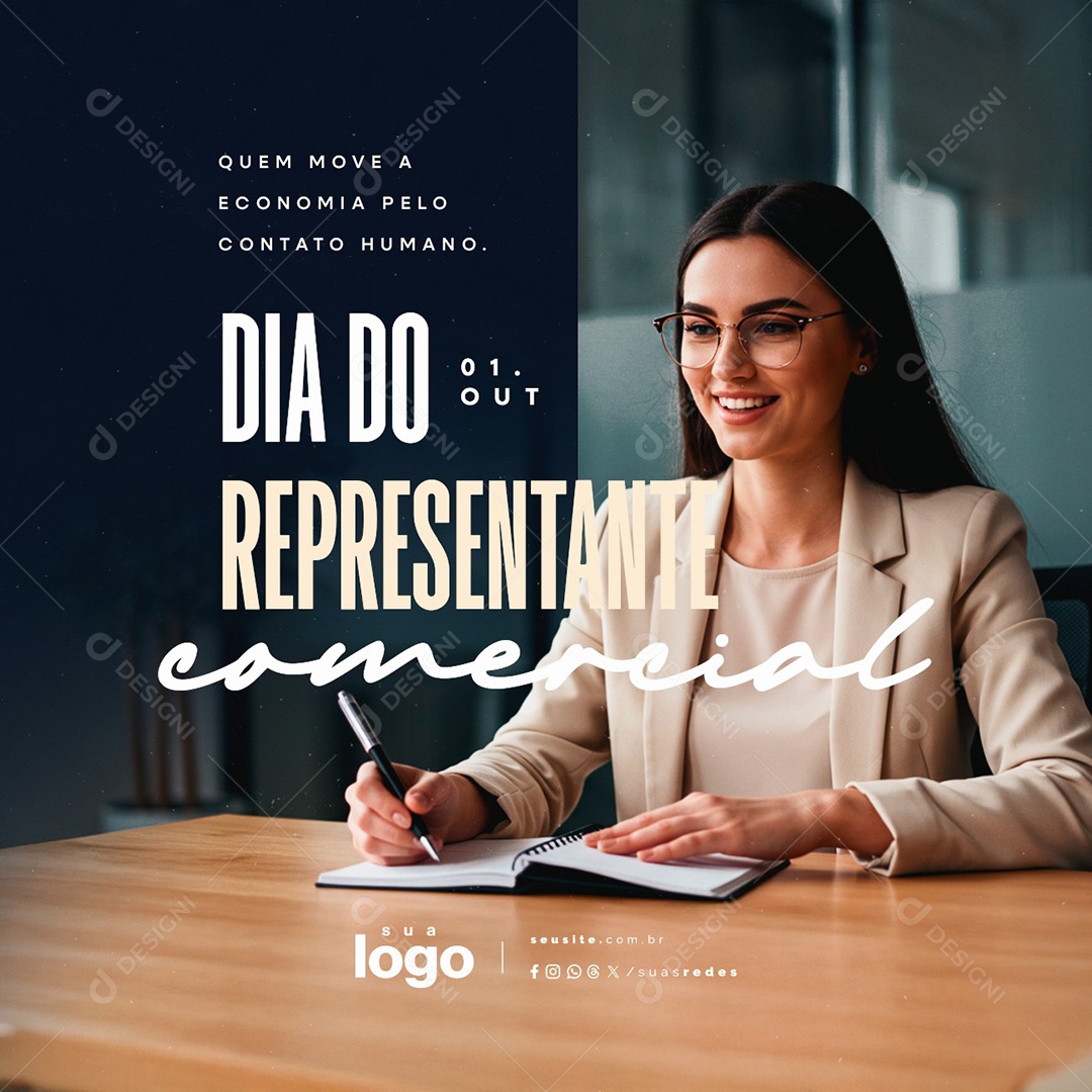 Dia do Representante Comercial 1 de Outubro Social Media PSD Editável