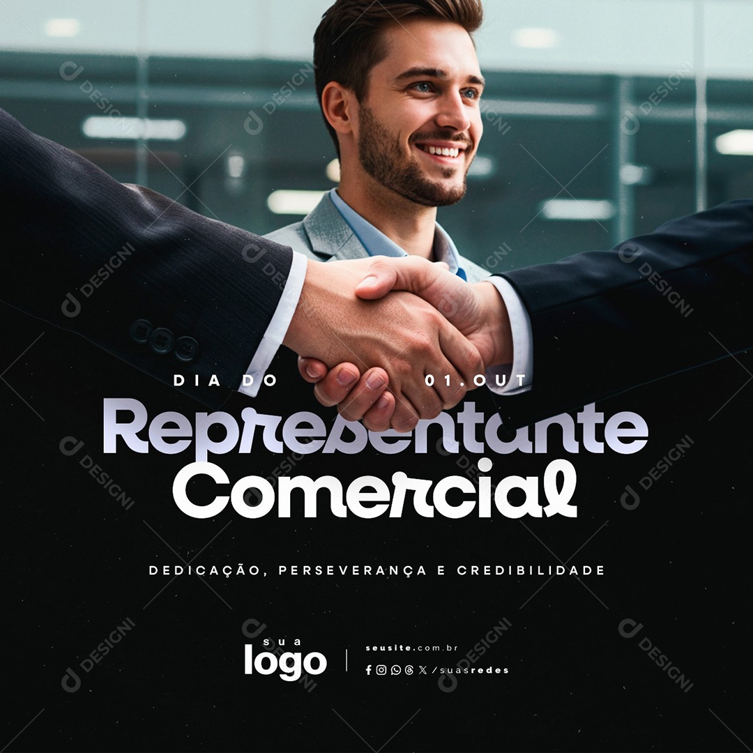 Dia do Representante Comercial 1 de Outubro Social Media PSD Editável