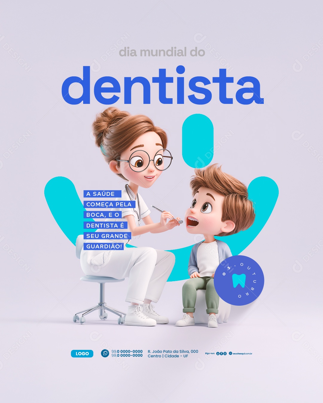 Dia Mundial do Dentista 3 de Outubro Social Media PSD Editável