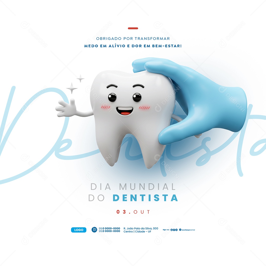 Dia Mundial do Dentista 3 de Outubro Social Media PSD Editável