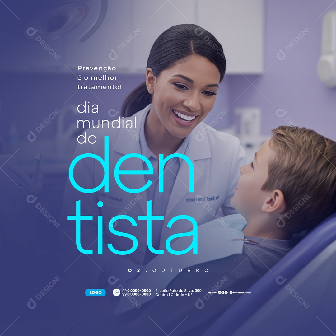 Dia Mundial do Dentista 3 de Outubro Social Media PSD Editável