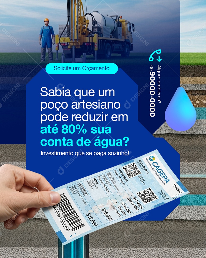 Poço Artesiano Curiosidade Social Media PSD Editável