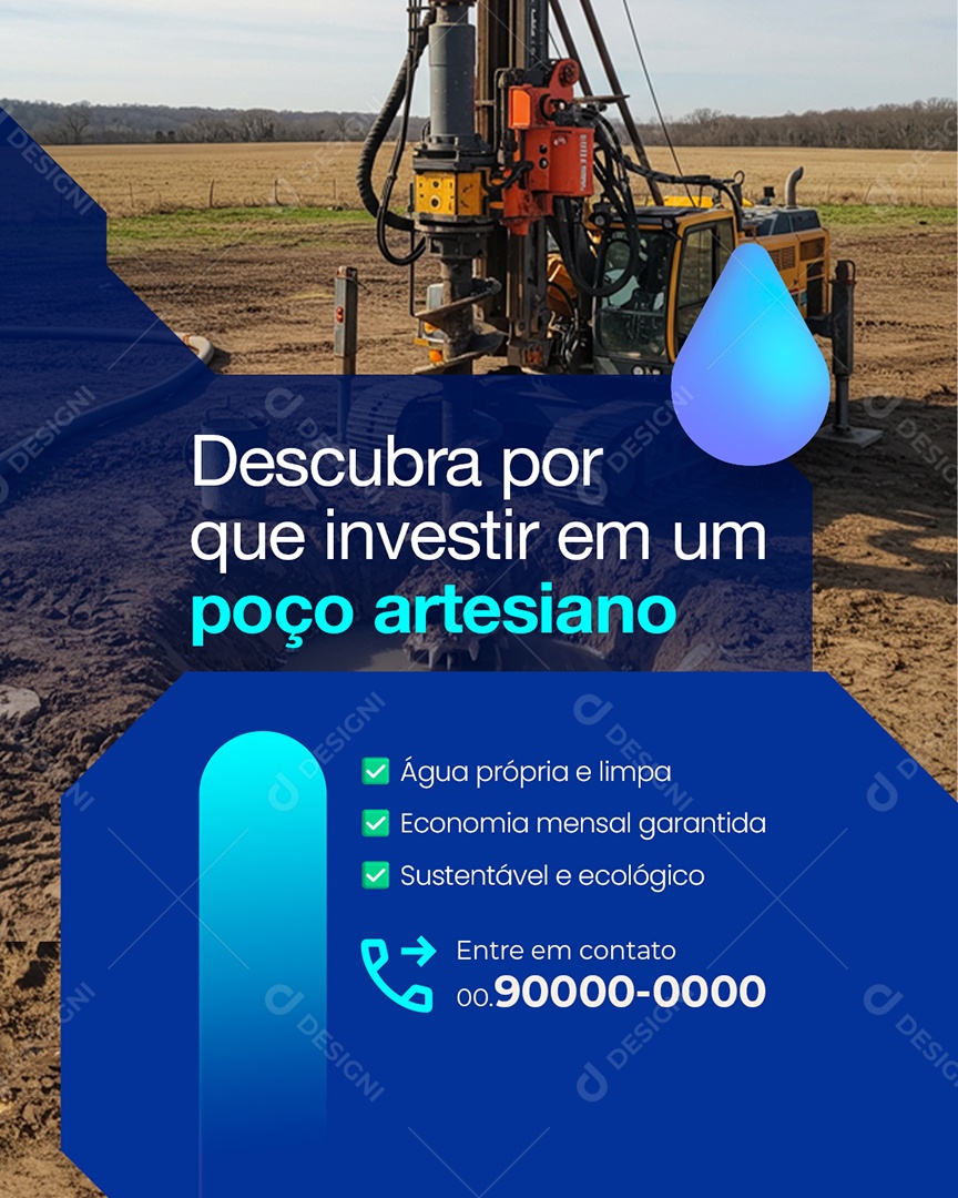 Poço Artesiano Descubra Porque Investir em um Poço Social Media PSD Editável