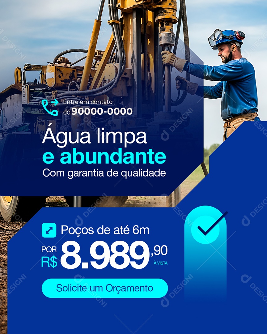 Poço Artesiano Água Limpa e Abundante Social Media PSD Editável