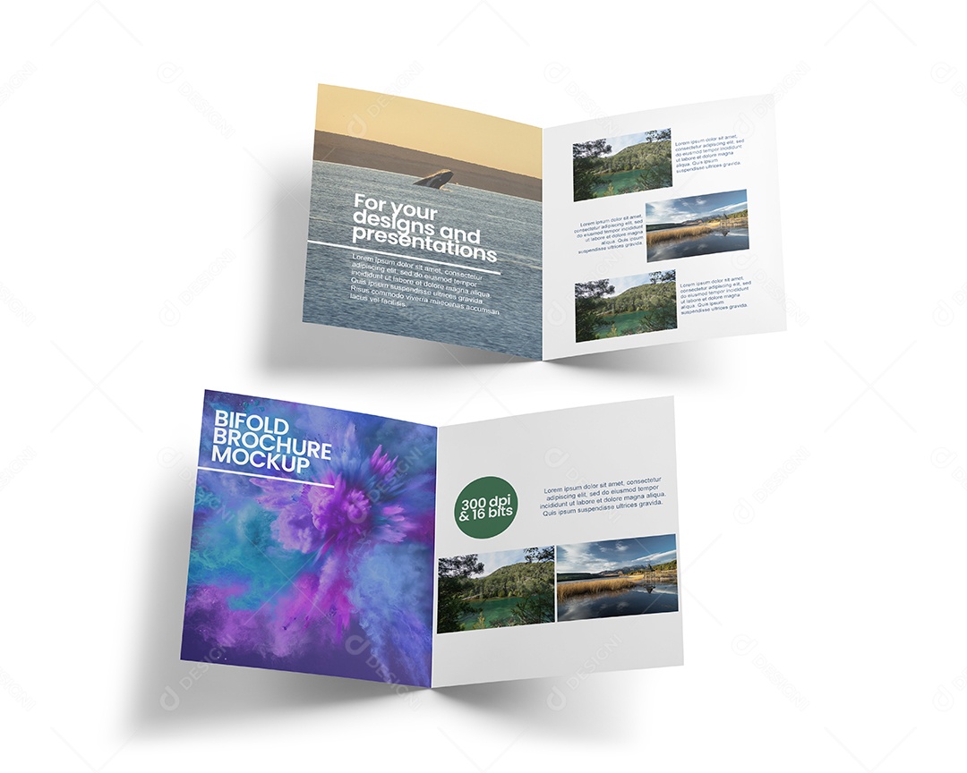 Folheto de Três Dobras Mockup PSD Editável