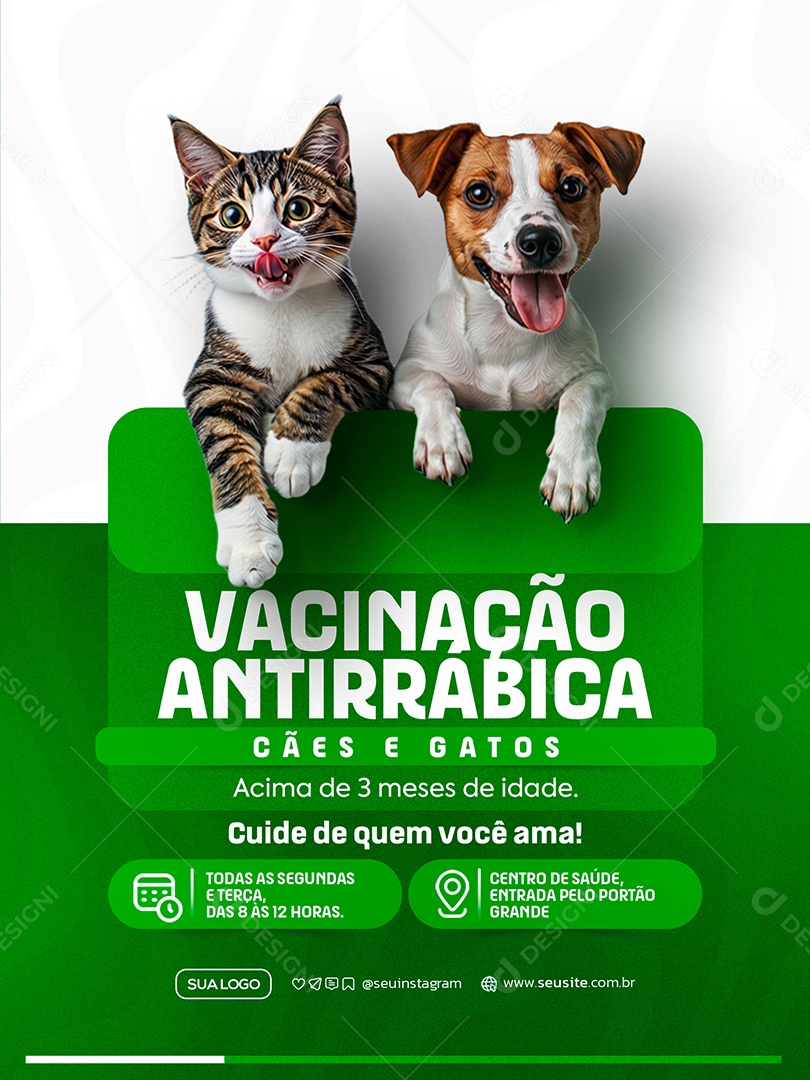 Campanha de Vacinação Antirrábica Social Media PSD Editável