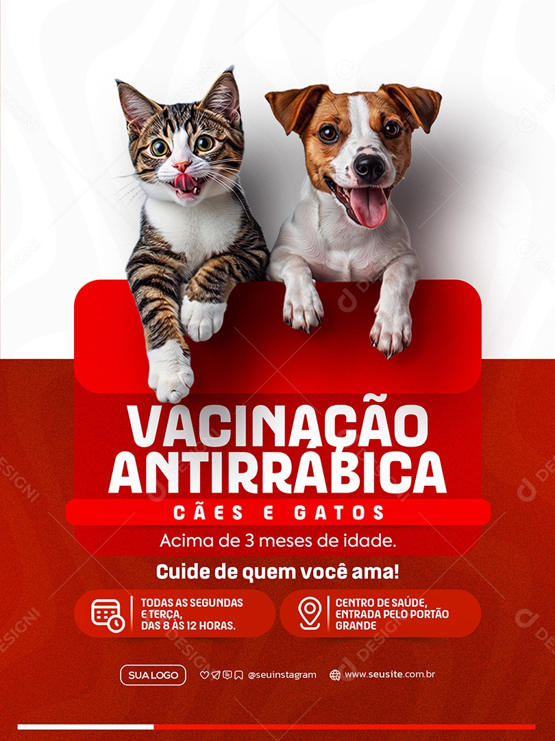Campanha de Vacinação Antirrábica Social Media PSD Editável