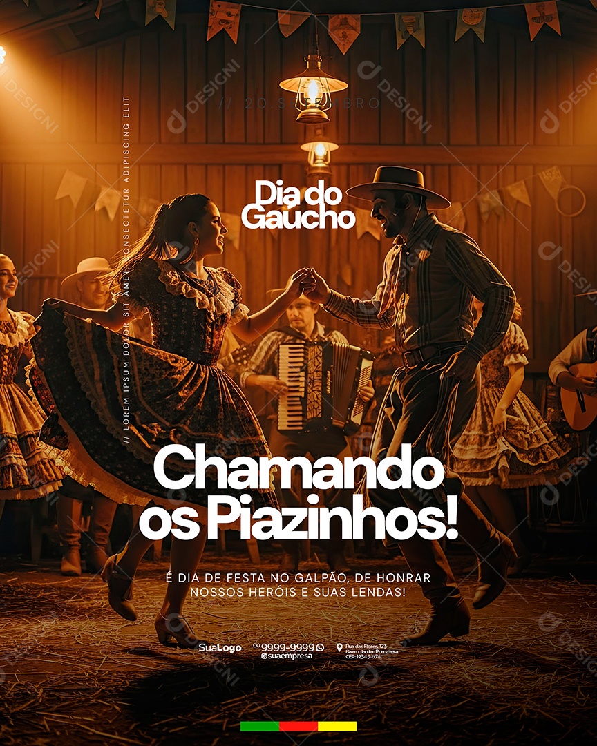 Dia do Gaúcho 20 de Setembro Chamando Os Piazinhos Social Media PSD Editável