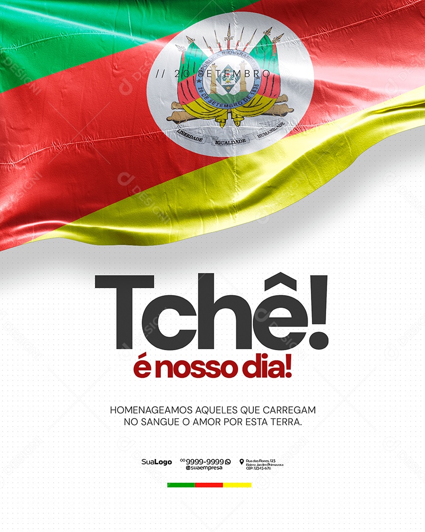 Dia do Gaúcho 20 de Setembro Tchê é Nosso Dia Social Media PSD Editável