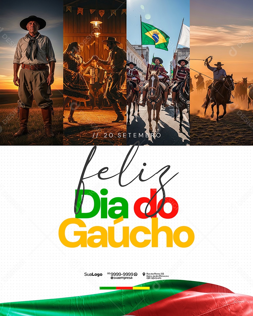 Feliz Dia do Gaúcho 20 de Setembro Social Media PSD Editável