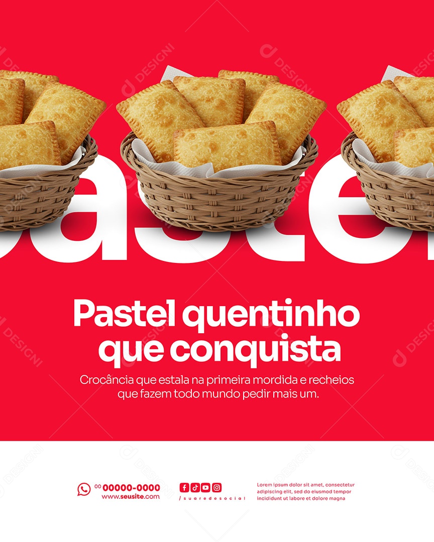 Padaria Pastel Quentinho Que Conqwuista Social Media PSD Editável