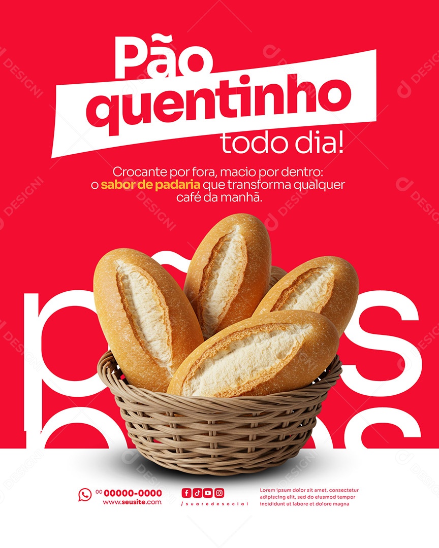 Padaria Pão QuentinhoTodos Os Dias Social Media PSD Editável