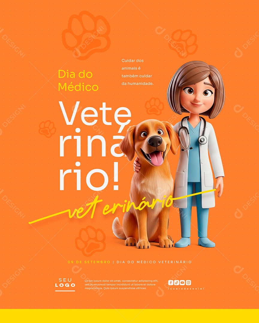 Dia do Médico Veterinário 09 de Setembro Social Media PSD Editável
