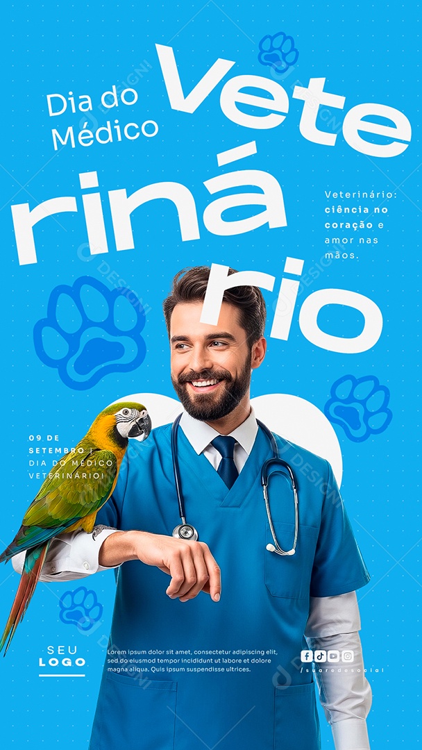 Story Dia do Médico Veterinário 09 de Setembro Ciência no Coração Social Media PSD Editável