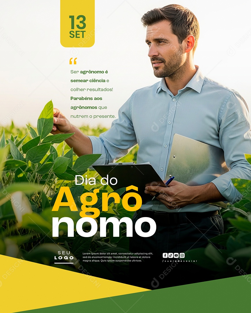 Dia do Agrônomo 13 de Setembro Ser Agrônomo é Semear Ciência Social Media PSD Editável