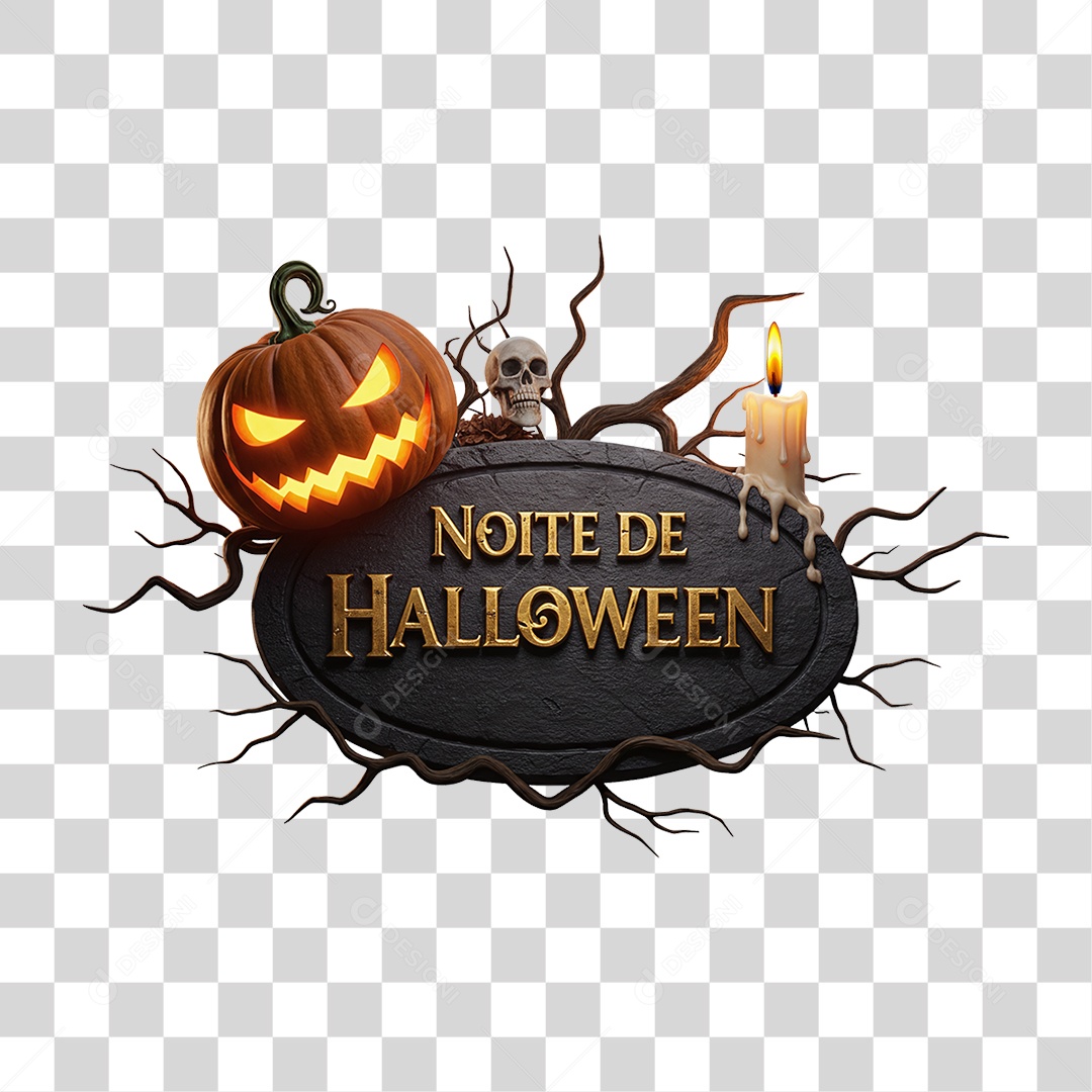Selo 3D Noite de Halloween PNG Transparente