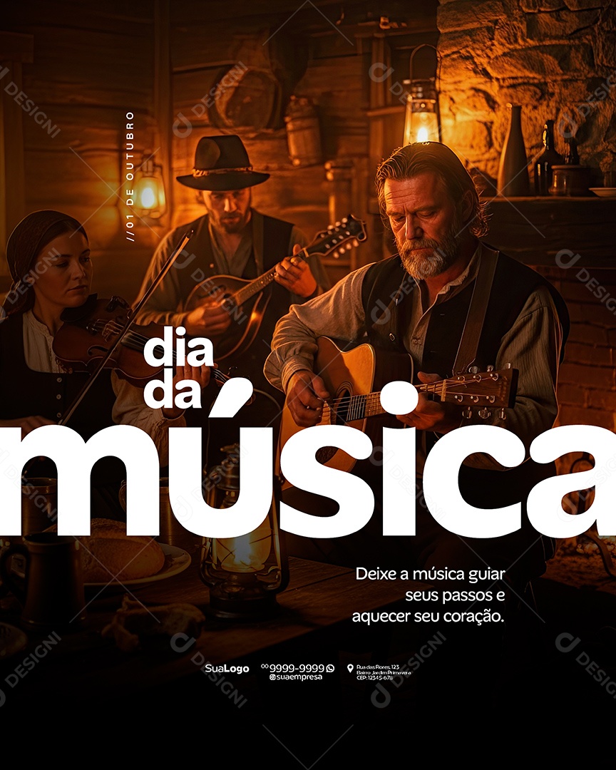 Dia da Música 01 de Outubro Social Media PSD Editável