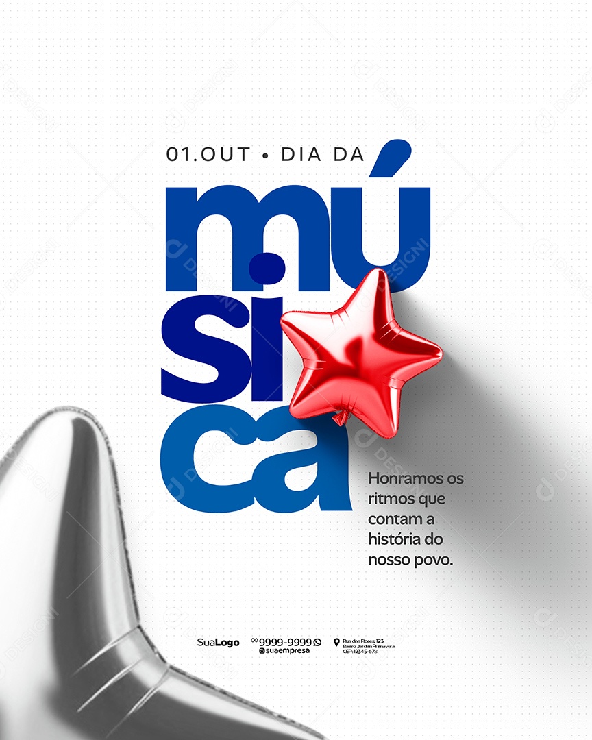 Dia da Música 01 de Outubro Social Media PSD Editável