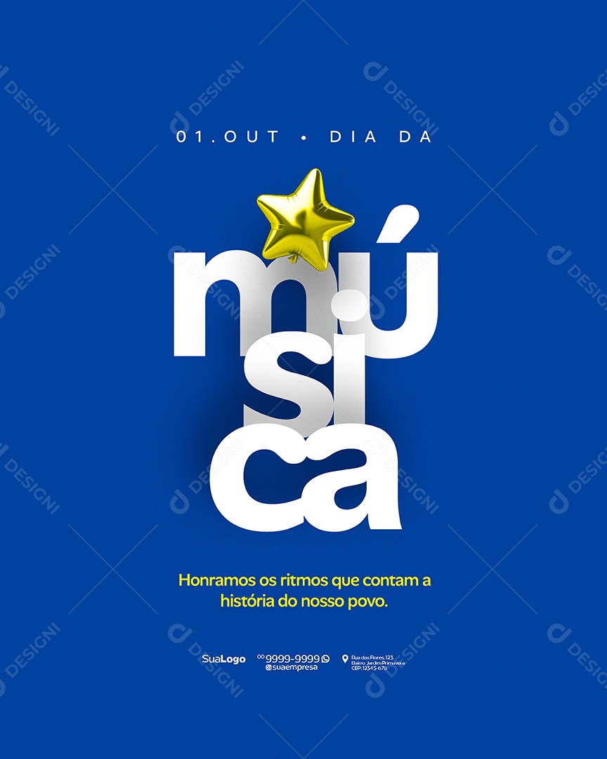 Dia da Música 01 de Outubro Social Media PSD Editável