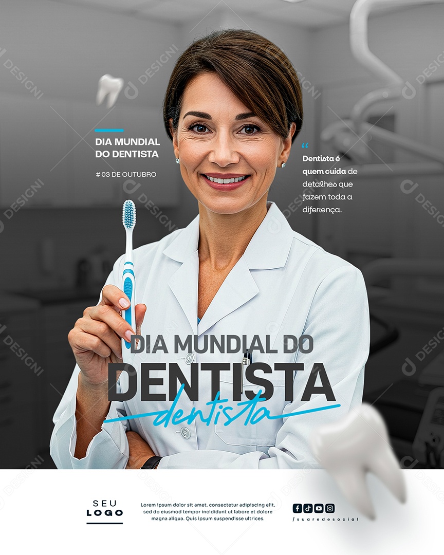 Dia Mundial do Dentista 03 de Outubro Social Media PSD Editável