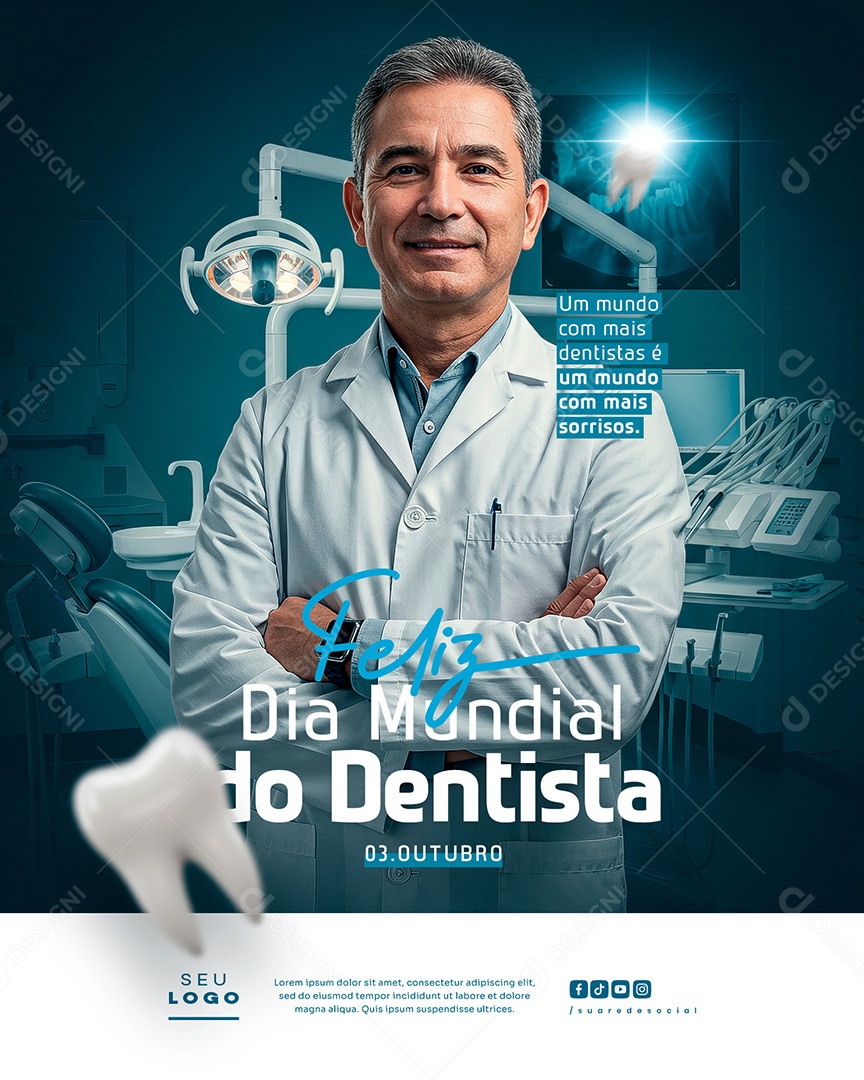 Feliz Dia Mundial do Dentista 25 de Outubro Social Media PSD Editável