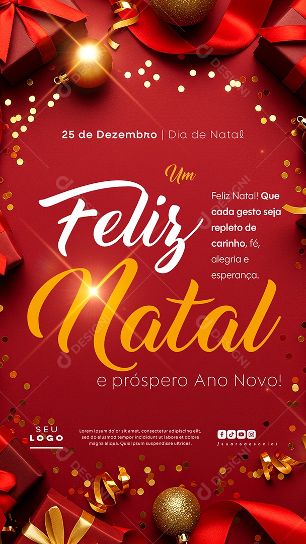 Story Feliz Natal 25 de Dezembro e Próspero Ano Novo Social Media PSD Editável