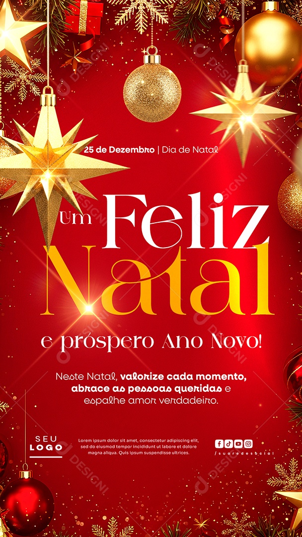 Story Um Feliz Natal 25 de Dezembro e Próspero Ano Novo Social Media PSD Editável