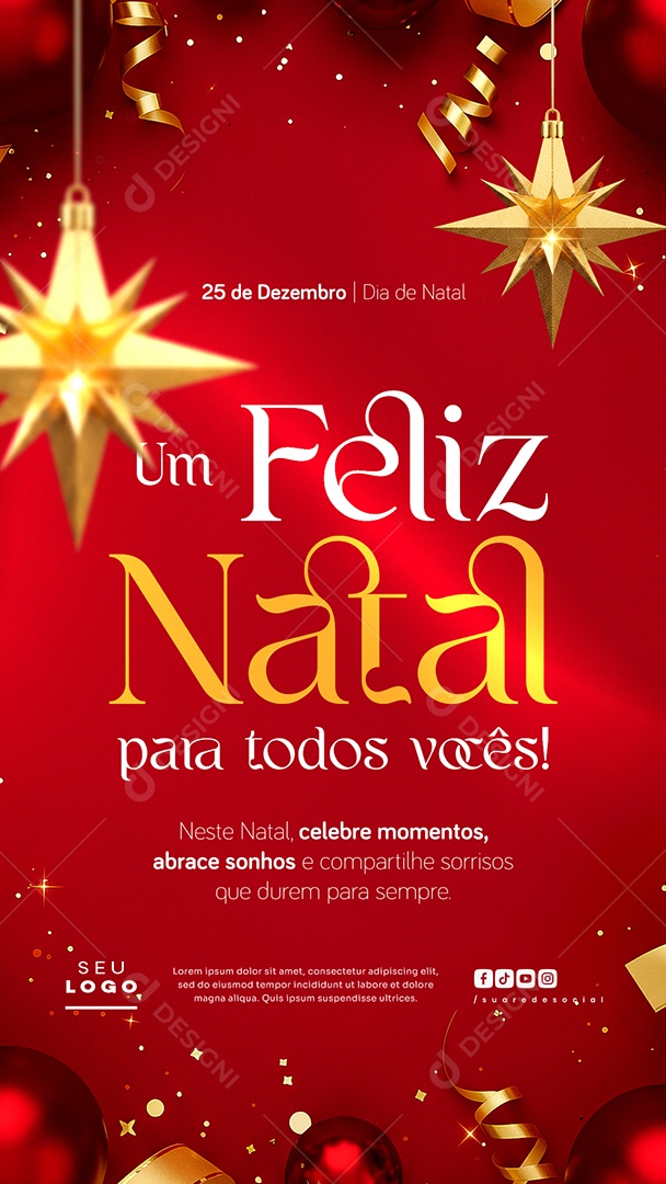 Story Feliz Natal Para Todos Vocês 25 de Dezembro Social Media PSD Editável