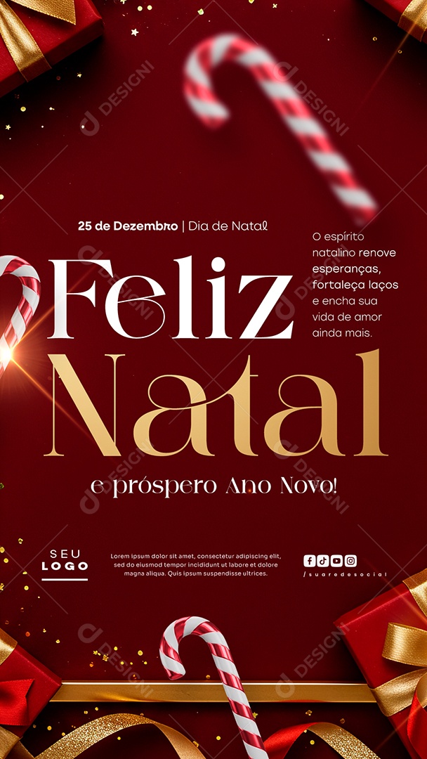 Story Feliz Natal 25 de Dezembro e Próspero Ano Novo Social Media PSD Editável