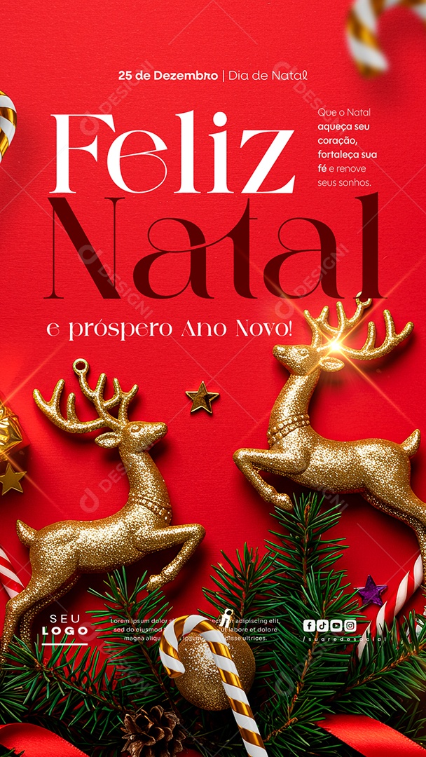 Story Feliz Natal 25 de Dezembro e Próspero Ano Novo Social Media PSD Editável