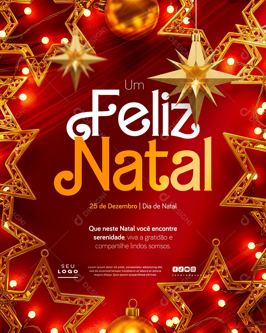 Um Feliz Natal 25 de Dezembro Social Media PSD Editável