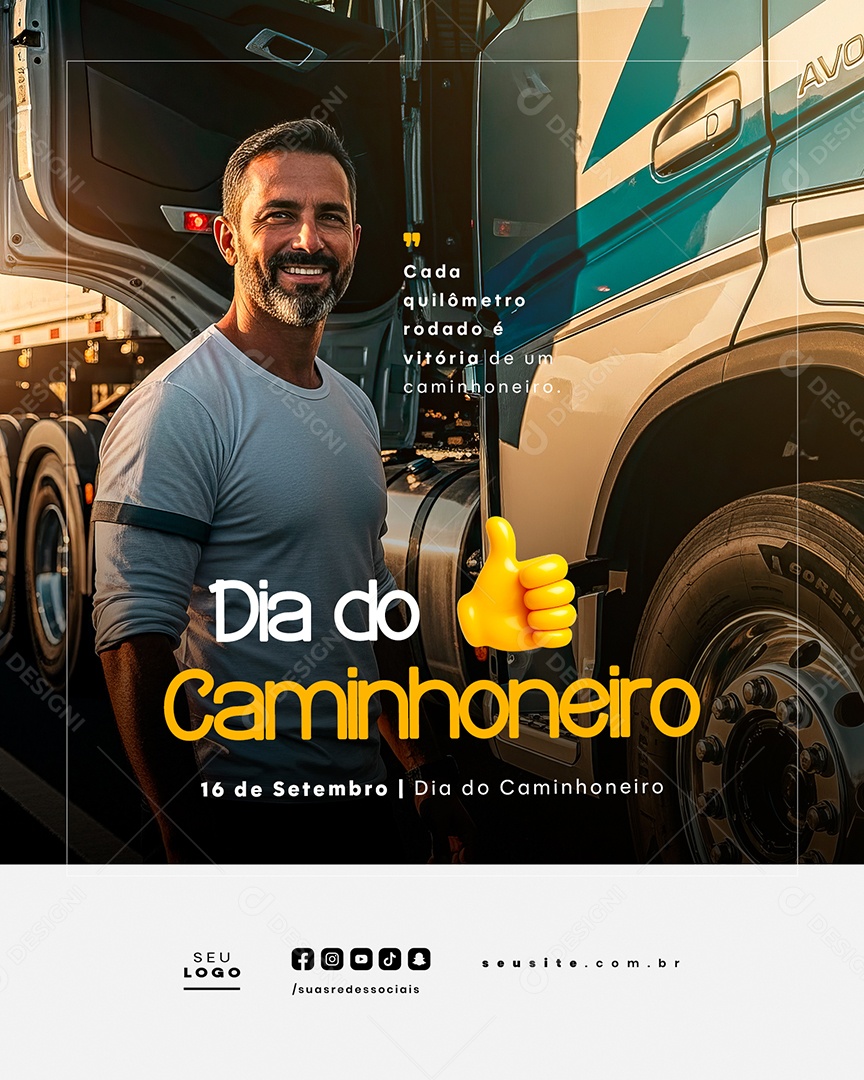 Dia do Caminhoneiro 16 de Setembro Social Media PSD Editável