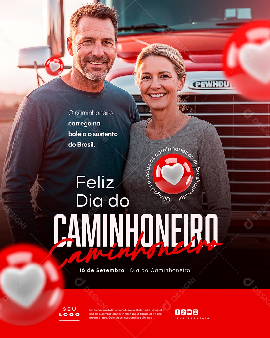 Dia do Caminhoneiro 16 de Setembro Social Media PSD Editável