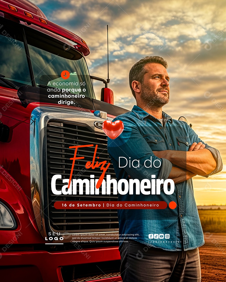 Dia do Caminhoneiro 16 de Setembro Social Media PSD Editável