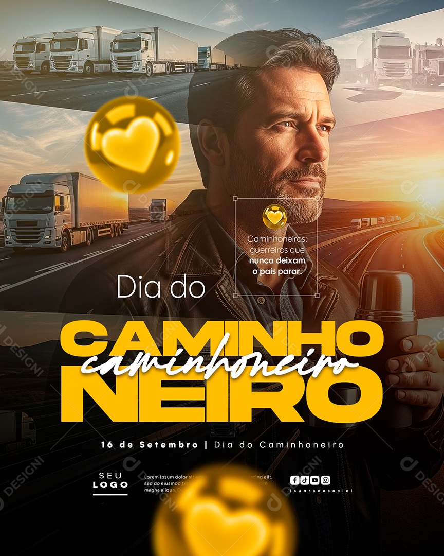 Dia do Caminhoneiro 16 de Setembro Social Media PSD Editável