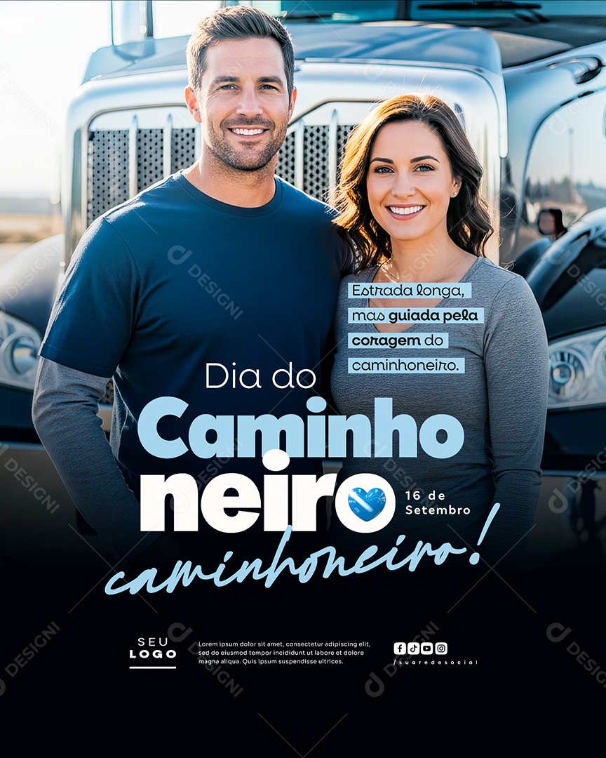 Dia do Caminhoneiro 16 de Setembro Social Media PSD Editável