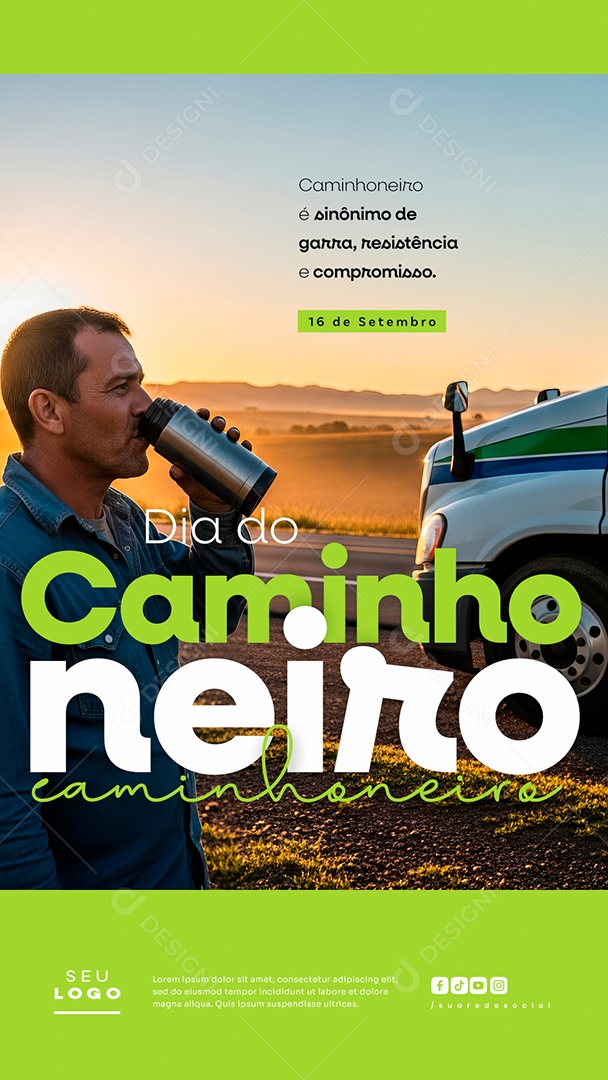 Story Feliz Dia do Caminhoneiro 16 de Setembro Social Media PSD Editável