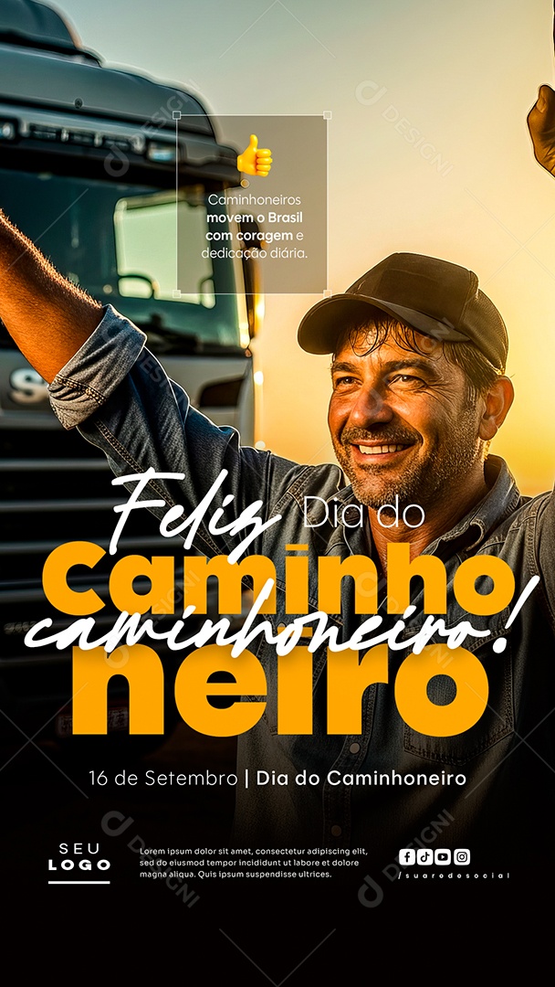 Story Feliz Dia do Caminhoneiro 16 de Setembro Social Media PSD Editável